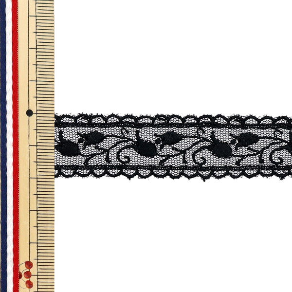 [Quantité à partir de 5] RaceRubanRuban "Tule Lace Black, largeur environ 2 cm 3826-10"