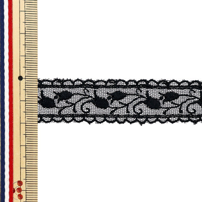 [Quantité à partir de 5] RaceRubanRuban "Tule Lace Black, largeur environ 2 cm 3826-10"