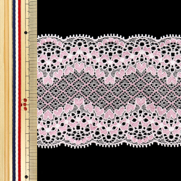 [5부터 시작하는 수량] 레이스리본테이프 "스트레치 레이스 2025 너비 약 8cm 핑크 SLP417-PK"