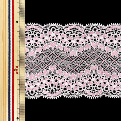 [5부터 시작하는 수량] 레이스리본테이프 "스트레치 레이스 2025 너비 약 8cm 핑크 SLP417-PK"