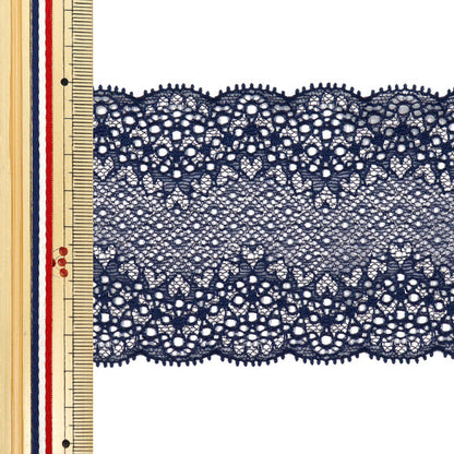 [5부터 시작하는 수량] 레이스리본테이프 "스트레치 레이스 2025 너비 약 8cm 남색 SLP417-NV"