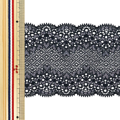 [5부터 시작하는 수량] 레이스리본테이프 "스트레치 레이스 2025 너비 약 8cm 블랙 SLP417-BK"