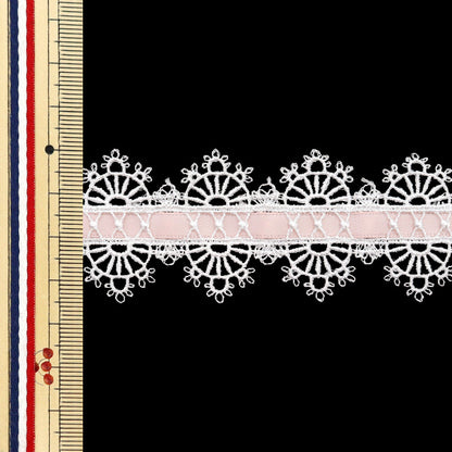 [الكمية تبدأ من 5] سباق كيميائي `` الكيميائيالشريطالدانتيل تقريبا. 3.5 سم عريض الدخان الوردي FR2404"