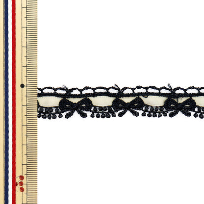 [الكمية تبدأ من 5] سباق كيميائي `` الكيميائيالشريطالدانتيل تقريبا. 1.5 سم أسود X Ivory FR2408"