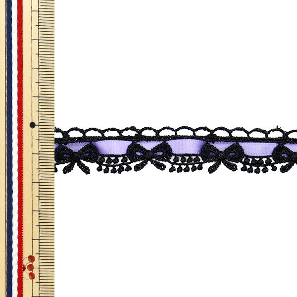 [Quantité à partir de 5] Race chimique `` chimiqueRubanDentelle d'env. 1,5 cm de large Black X Light Violet FR2408"