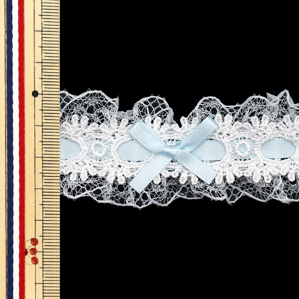 [Cantidad a partir de 5] carreraCintaCinta "CintaEncaje decorativo aprox. 3,5 cm de ancho azul claro FR2409"