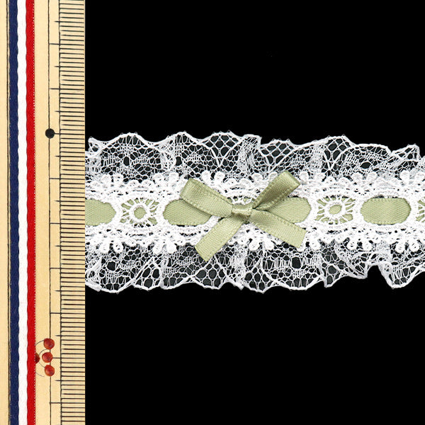 [الكمية تبدأ من 5] سباقالشريطشريط "الشريطالدانتيل الزخرفي تقريبا. 3.5 سم عريض الزجاج الأخضر FR2409"