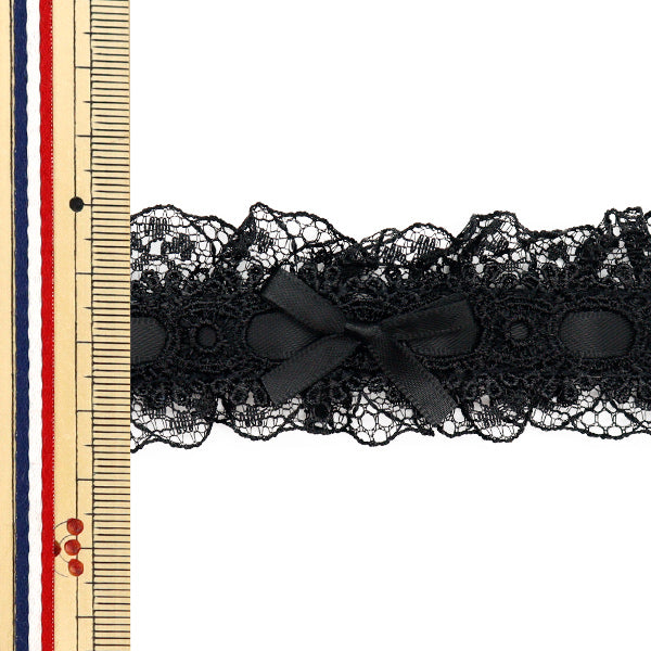 [Cantidad a partir de 5] carreraCintaCinta "CintaEncaje decorativo aprox. 3,5 cm de ancho Black x negro FR2409"