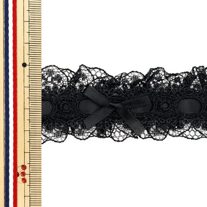 [Cantidad a partir de 5] carreraCintaCinta "CintaEncaje decorativo aprox. 3,5 cm de ancho Black x negro FR2409"