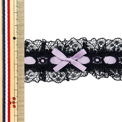 [Cantidad a partir de 5] carreraCintaCinta "CintaEncaje decorativo aprox. 3.5 cm de ancho Black x Light Purple FR2409"