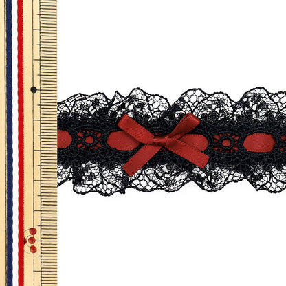 [Cantidad a partir de 5] carreraCintaCinta "CintaEncaje decorativo aprox. 3,5 cm de ancho Black x vino FR2409"