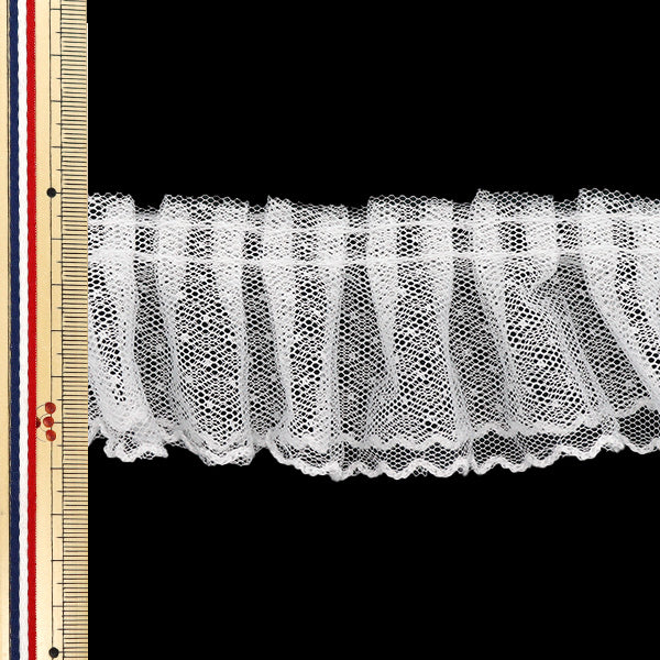 [Quantité à partir de 5] FoulantsRuban "Ruffles Tuudot, environ 5 cm de large, blanc FR2417"