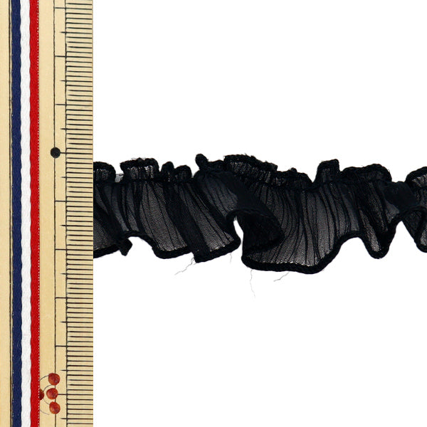 [Cantidad a partir de 5] adornosCinta "Cojo Organdie Frill Black FR2420"