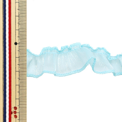 [Количество, начиная с 5] излишествЛента "Lamé Organza Frill Turquoise FR2420"