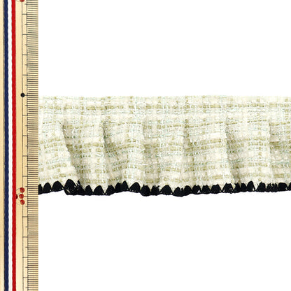 [Количество, начиная с 5] излишествЛента 『ТвидFrill Green x Black FR2437"