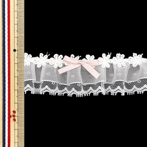 [Количество, начиная с 5] излишествЛента "Декоративные органоза кружевные оборки лосось розовый FR2419"