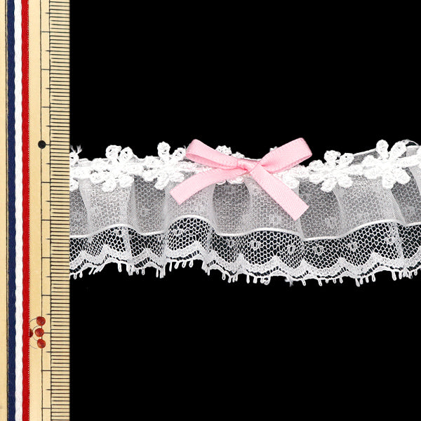 [Количество, начиная с 5] излишествЛента "Декоративные органоза кружевные оборки светло -розовые FR2419"