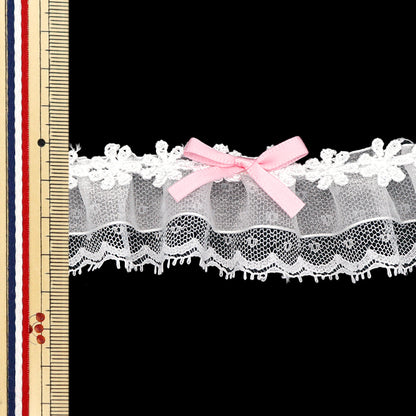 [Количество, начиная с 5] излишествЛента "Декоративные органоза кружевные оборки светло -розовые FR2419"
