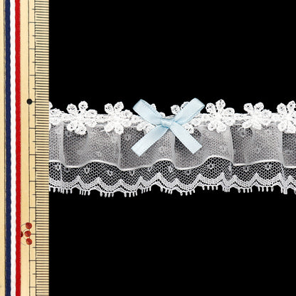 [Количество, начиная с 5] излишествЛента "Декоративные органоза кружевные оборки светло -голубые FR2419"