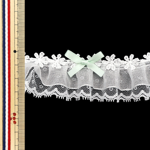 [Количество, начиная с 5] излишествЛента "Декоративное органоза кружевное мята FR2419"