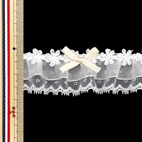 [Количество, начиная с 5] излишествЛента "Декоративные органоза кружевные оборки из слоновой кости FR2419"