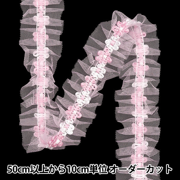 [Количество, начиная с 5] излишествЛента "Флота на стороне тюля Flill Light Pink FR2426"