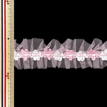 [Количество, начиная с 5] излишествЛента "Флота на стороне тюля Flill Light Pink FR2426"