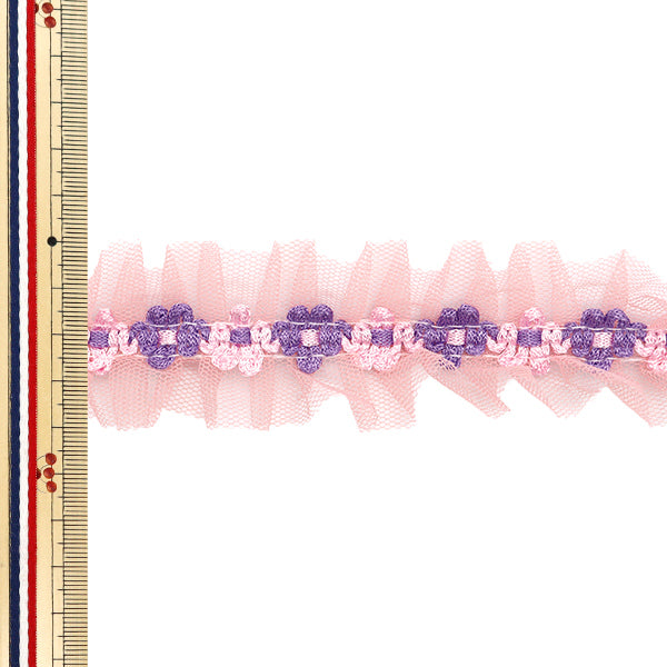 [Quantité à partir de 5] FoulantsRuban "Côté de fleur en tulle saumon rose FR2426"