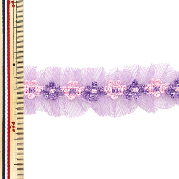 [Количество, начиная с 5] излишествЛента "Flower Side Tulle Frill Purple FR2426"