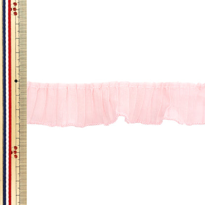 [Количество, начиная с 5] излишествЛента "Оганза плиссированный светло -розовый fr2428"