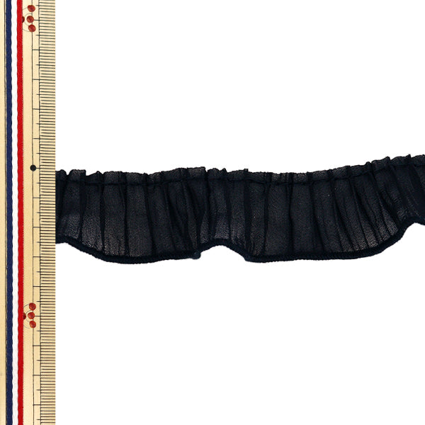 [Количество, начиная с 5] излишествЛента "Оганза плиссированная черная FR2428"