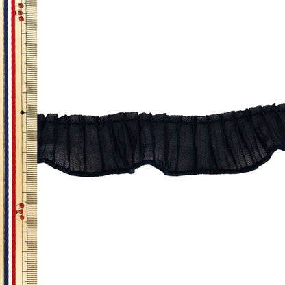 [Количество, начиная с 5] излишествЛента "Оганза плиссированная черная FR2428"