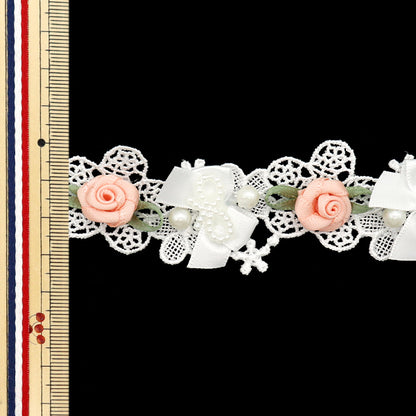 [Cantidad a partir de 5] carreraCinta "Rose Pearl"CintaEncaje blanco dcl2407"