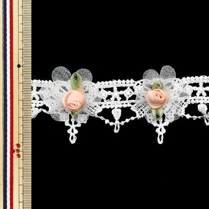 [5부터 시작하는 수량] 레이스리본 "장미"리본레이스 핑크 DCL2438"