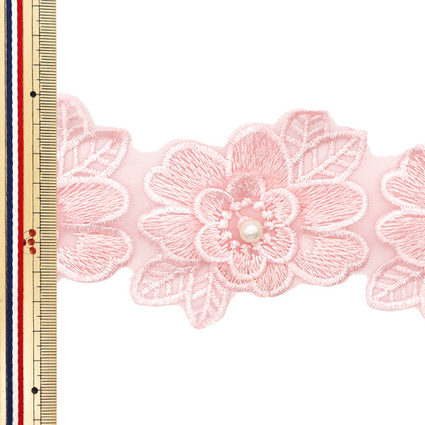 [Количество, начиная с 5] гонкиЛента "Вышитый Organza Blower Pink DCL2443"