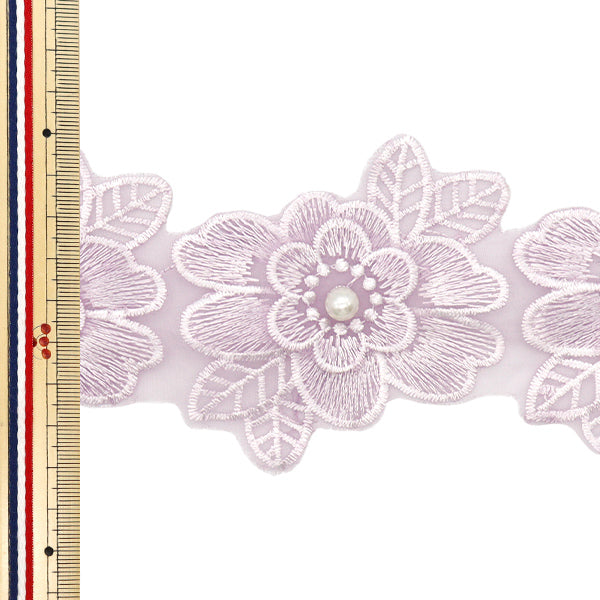 [Количество, начиная с 5] гонкиЛента "Вышитый органза Flower Purple DCL2443"