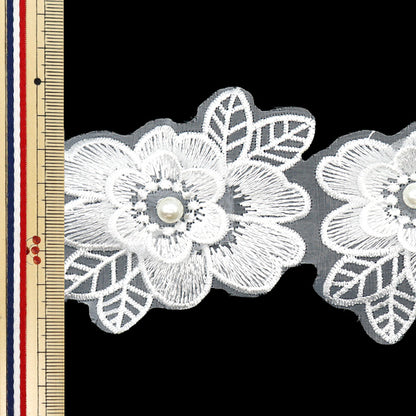 [Quantité à partir de 5] RaceRuban "Organza brodée Blanc DCL2443"