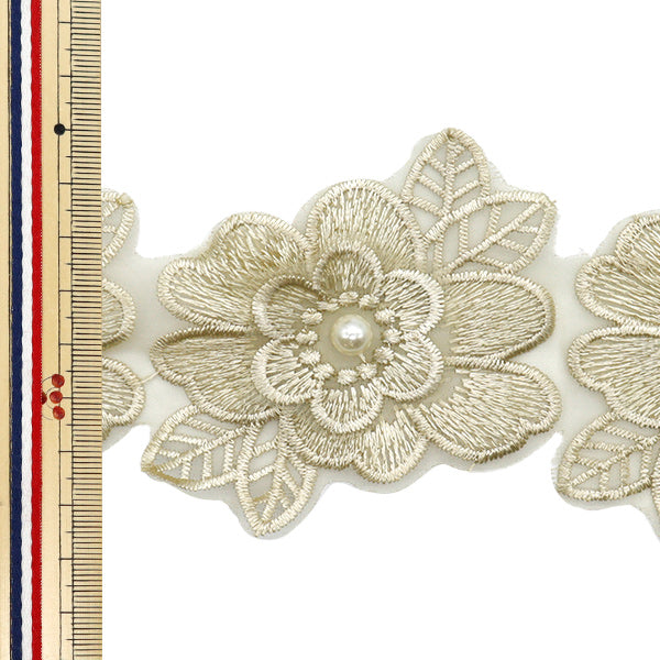 [Quantité à partir de 5] RaceRuban "Fleur d'organza brodée Khaki DCL2443"