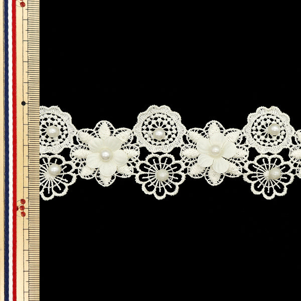 [Cantidad a partir de 5] carreraCinta "Pearl Flower Lace marfil DCL2459"