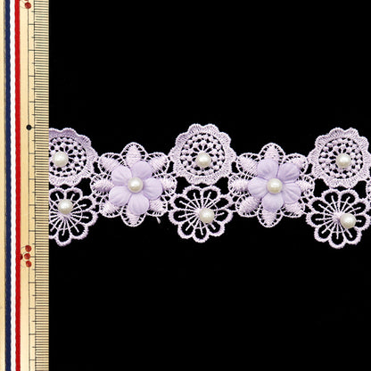 [Количество, начиная с 5] гонкиЛента "Жемчужно -цветочное кружево фиолетовое DCL2459"