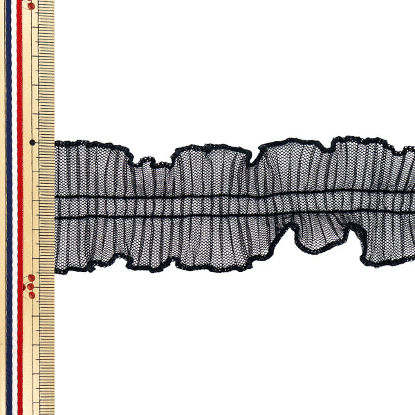 [Cantidad a partir de 5] adornosCinta "Pleaded Tulle Frill Black FR2427"