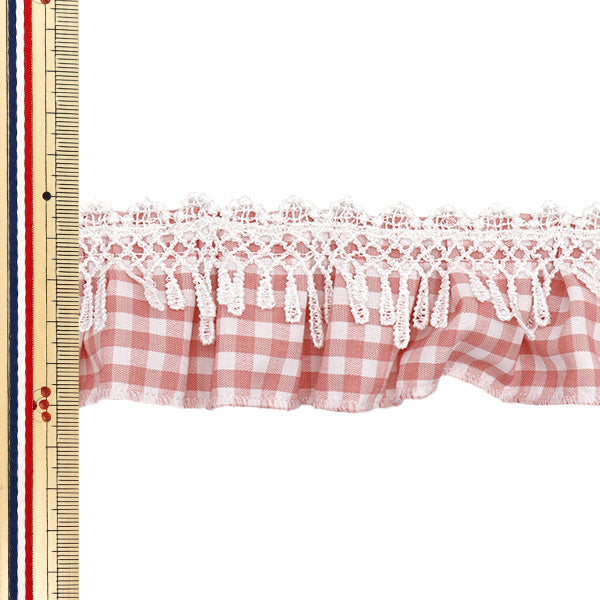 [Quantité à partir de 5] FoulantsRuban "Gingham Check Ruffles Pink FR2445"