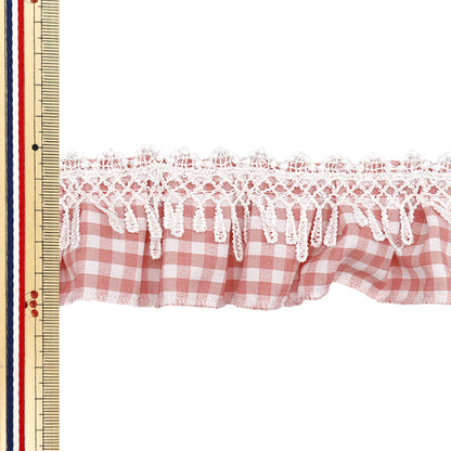 [Quantité à partir de 5] FoulantsRuban "Gingham Check Ruffles Pink FR2445"