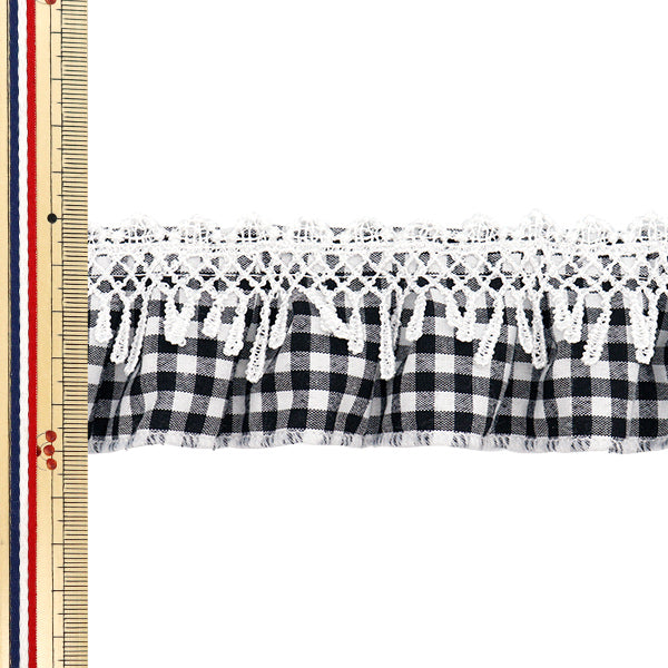 [Quantité à partir de 5] FoulantsRuban "Gingham Check Ruffles Black FR2445"