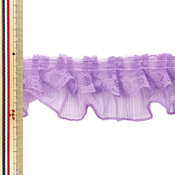 [5부터 시작하는 수량] 프릴리본 "Tule 레이스 주름은 약 5cm 너비의 자주색 FR2425"