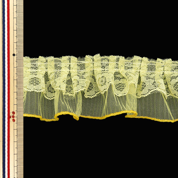 [5부터 시작하는 수량] 프릴리본 "Tule 레이스 주름, 폭은 약 5cm 너비, 노란색 FR2425"