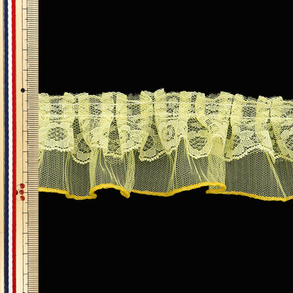 [5부터 시작하는 수량] 프릴리본 "Tule 레이스 주름, 폭은 약 5cm 너비, 노란색 FR2425"