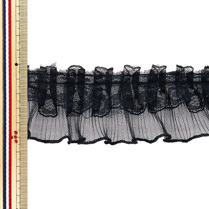 [5부터 시작하는 수량] 프릴리본 "Tule 레이스 주름은 약 5cm 너비, 검은 색 FR2425"