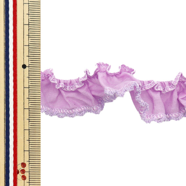 【数量5から】 フリルリボン 『ふちどりフリル パープル FR2424』