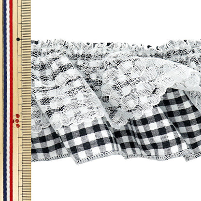 [Quantità a partire da 5] fronzoliNastro "Verifica in pizzo Ruffles Black FR2444"